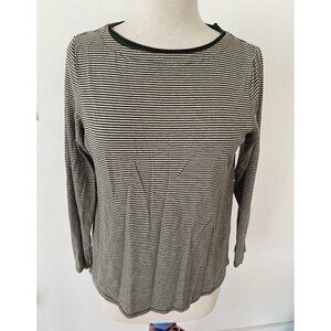 J. Jill Long Sleeve Top Blouse Women’s White Gray Striped Size M Petite